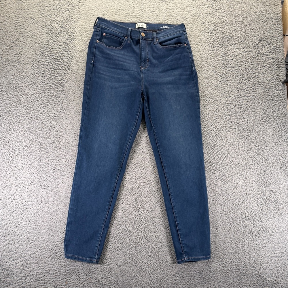 Nicole Miller Jeans Womens 12 Blue Cotton‎ Denim Skinny Faded Workwear Stretch